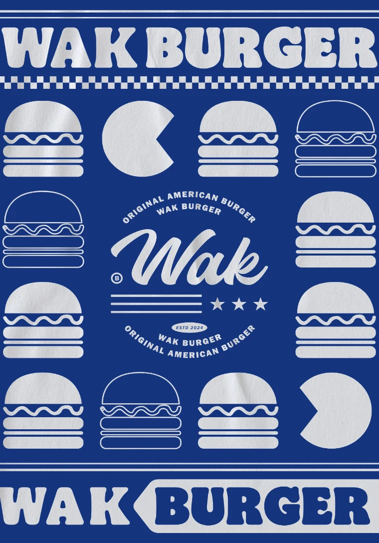 Wak Burger blue pattern poster